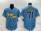 Milwaukee Brewers #71 Josh Hader Blue 2022 City Connect Cool Base Stitched Jersey,baseball caps,new era cap wholesale,wholesale hats
